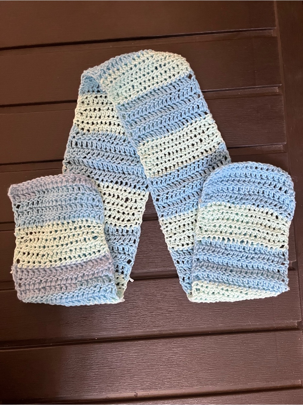 Blue Two Tone Striped Handmade Crochet Scarf Men’s And Women’s